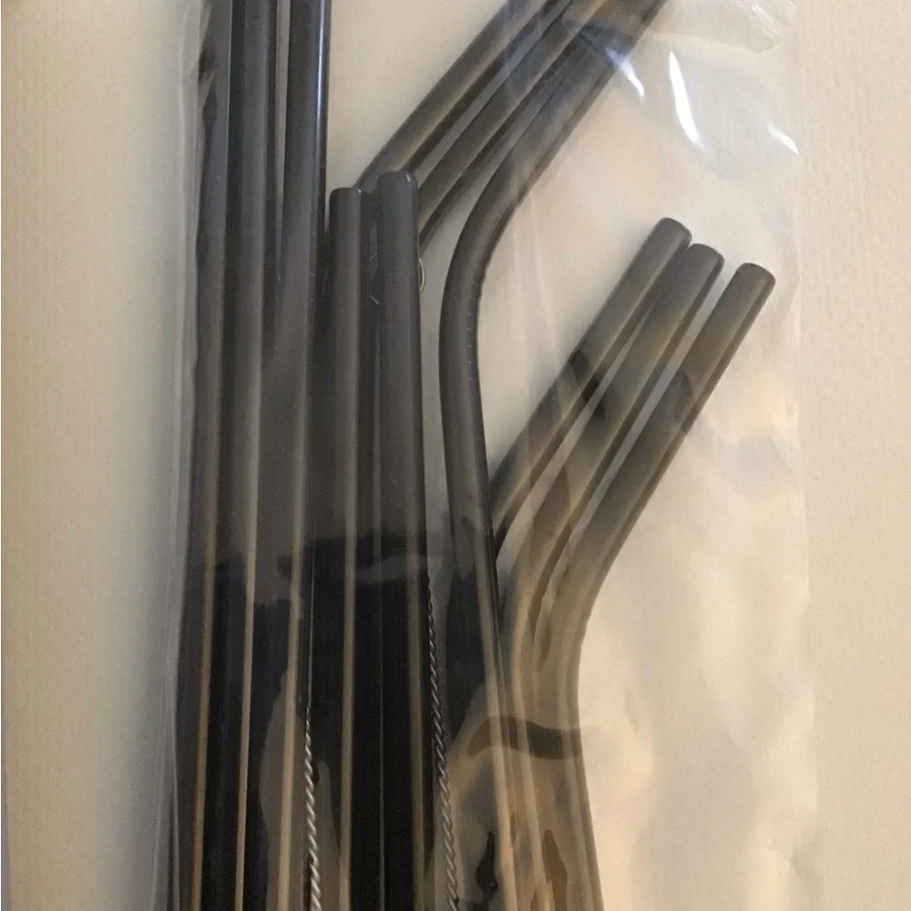 12 pack Black Metal Straws with Silicone Tips, Cleaning Brush and storage bag.… - Picture 7 of 9